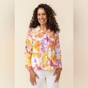 HABITAT Sunflower Patch Flounce Jacket Size Large Artsy Grandma Lagenlook Large